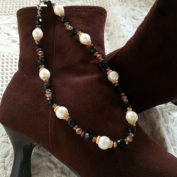 VINTAGE PEARL & BLACK JET NECKLACE - Picture 2 of 4